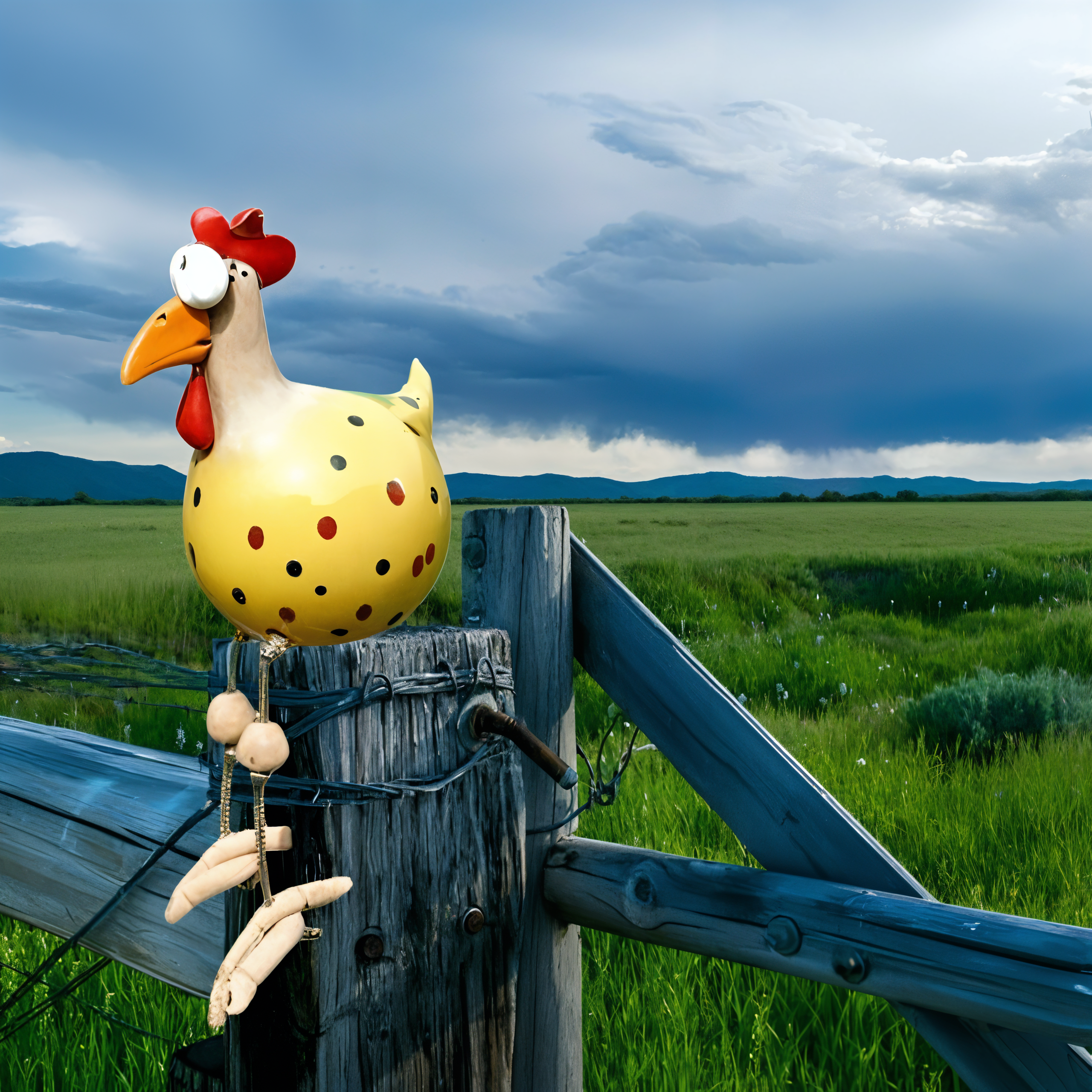 whimsical big eyed rooster garden statue weatherproof resin