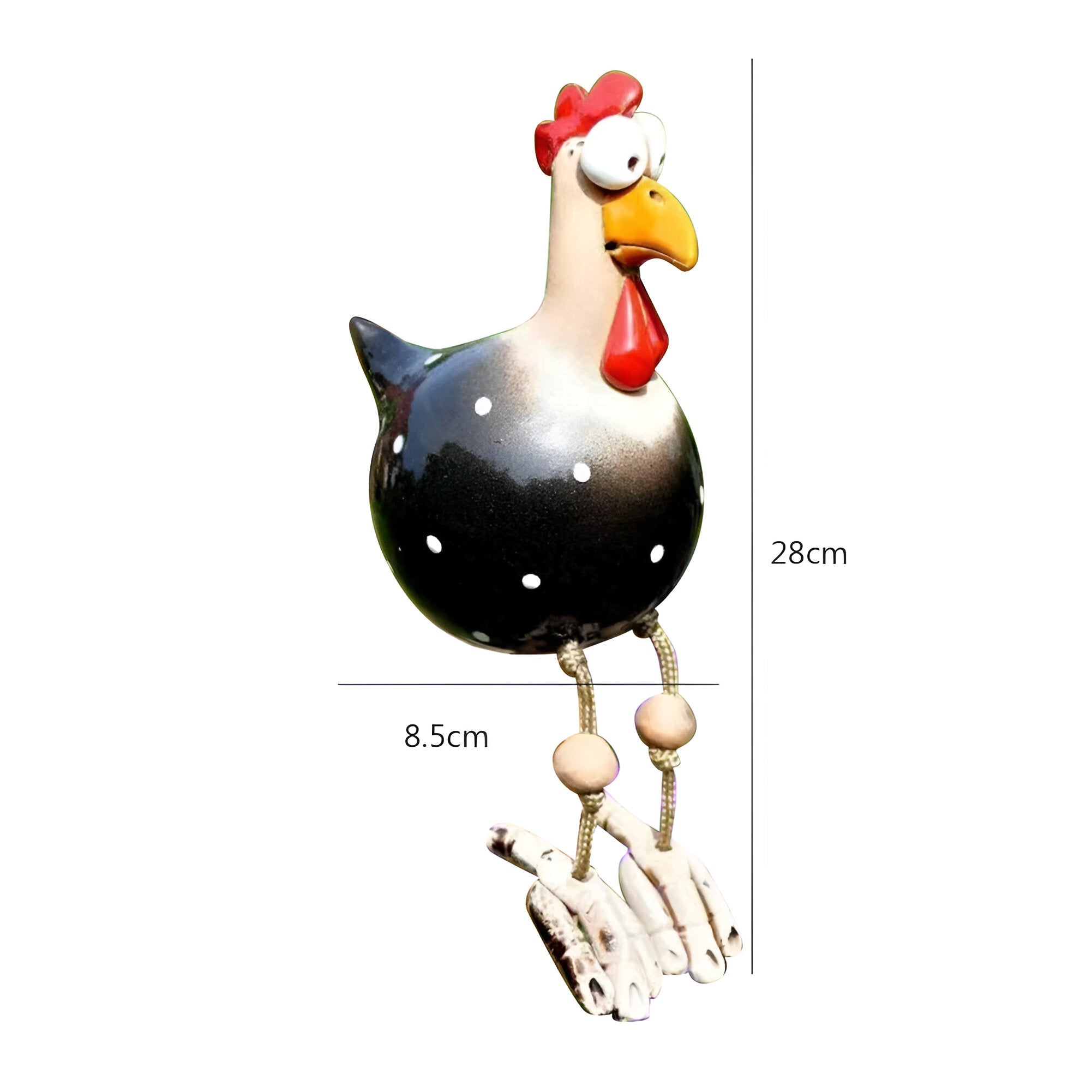 whimsical big eyed rooster garden statue weatherproof resin