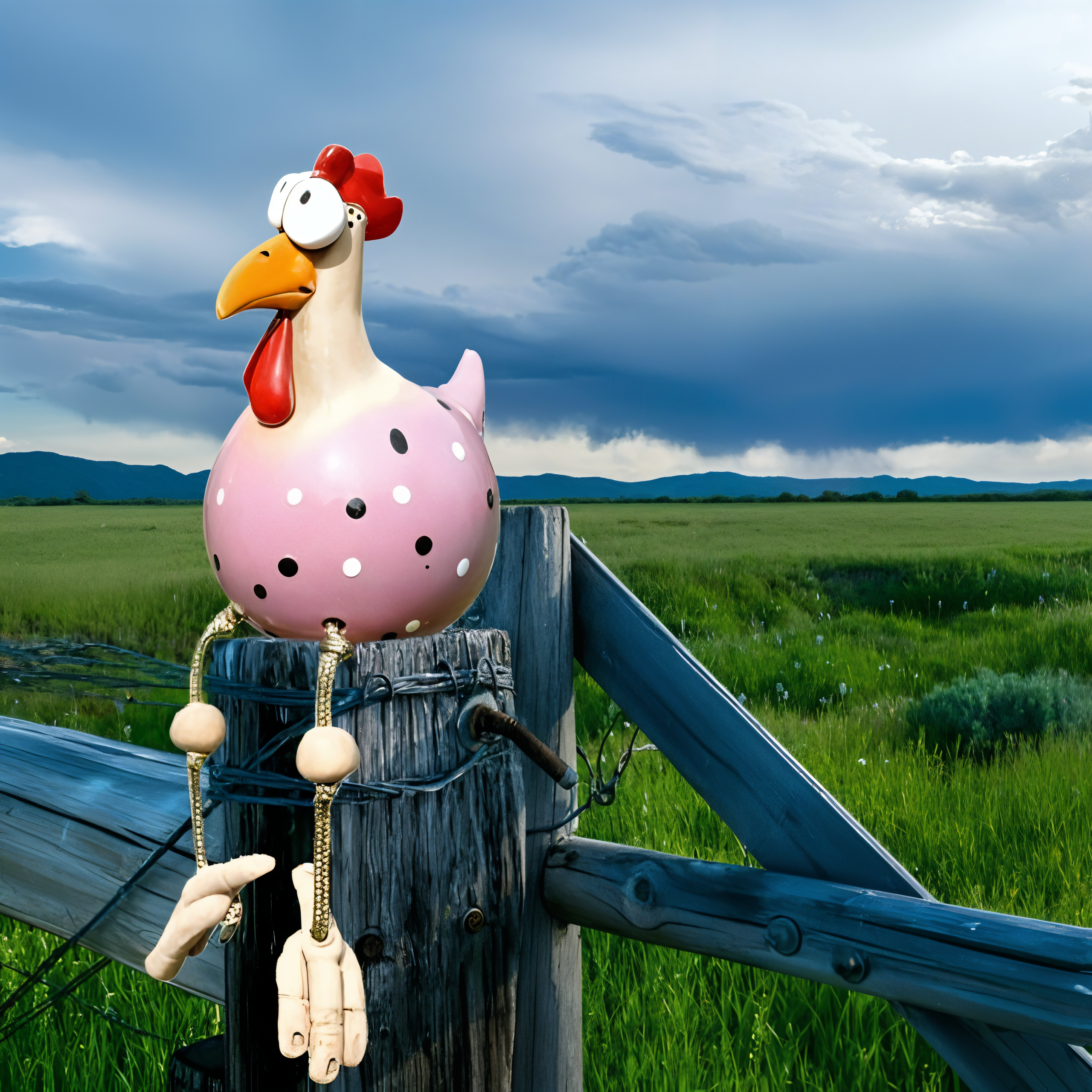 whimsical big eyed rooster garden statue weatherproof resin
