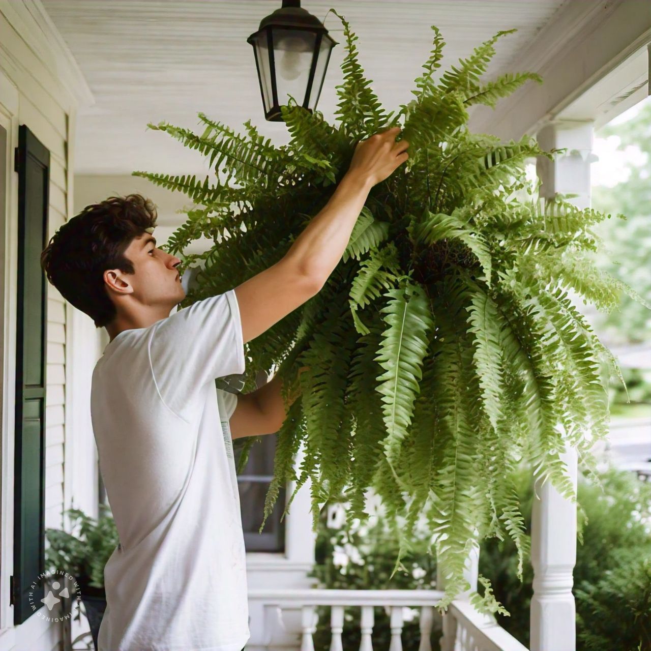 uv resistant lifelike artificial boston fern outdoor decor