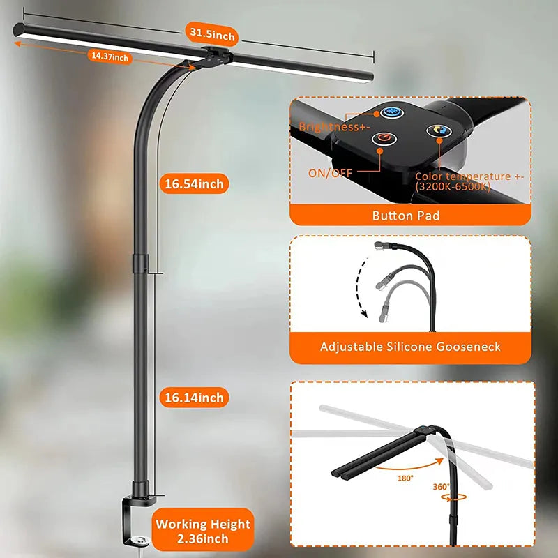 modern dual head led desk lamp stylish office light