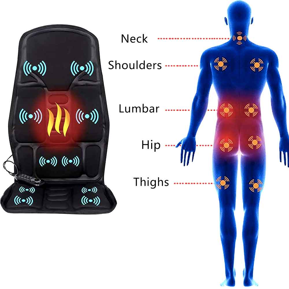 8 mode heated massage chair pad back neck full body relaxation