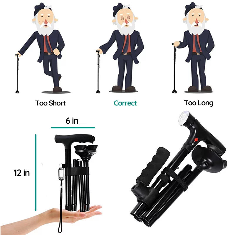 multi functional foldable led cane
