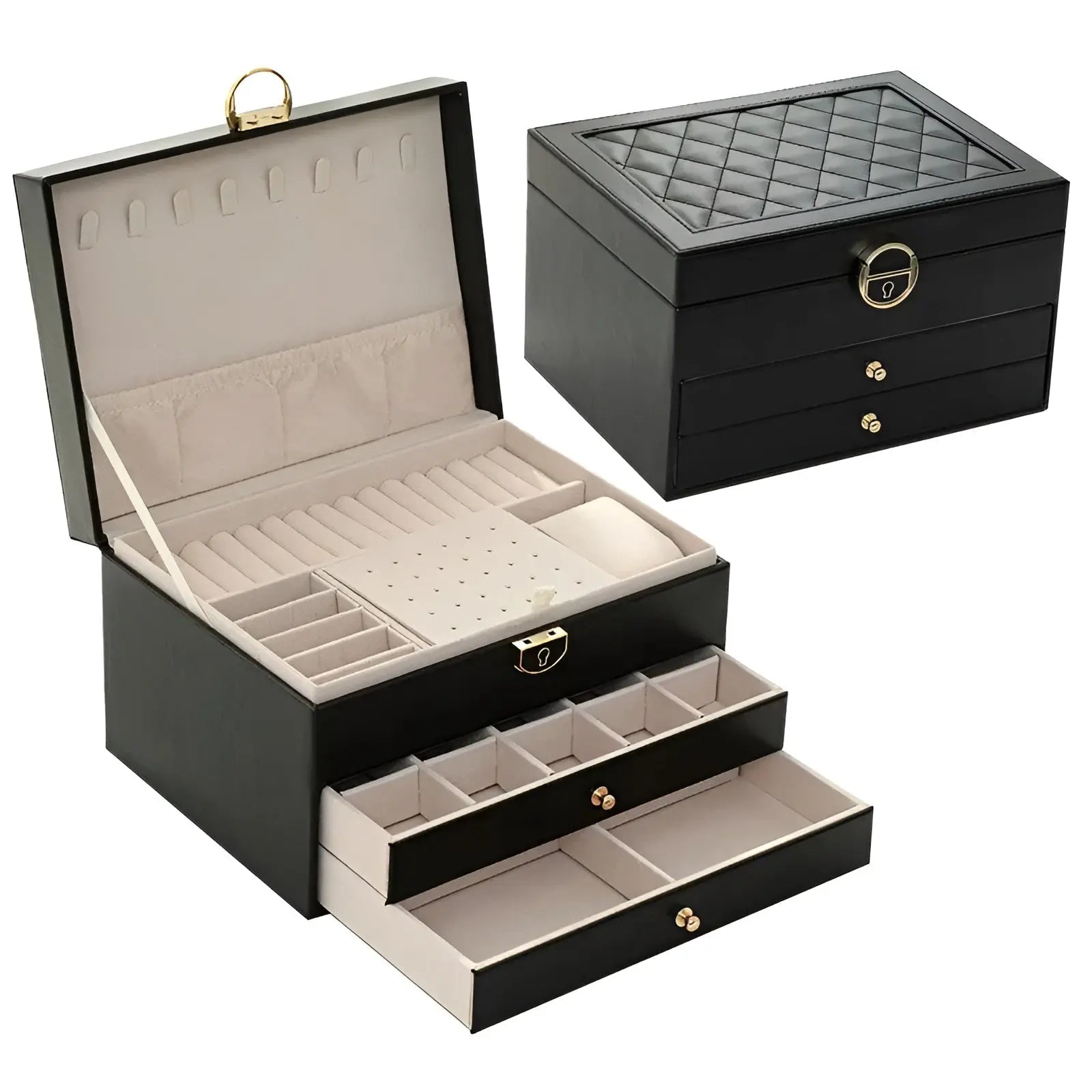 elegance box luxury multi layer jewelry organizer premium leather