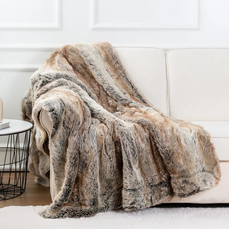 luxurious mink faux fur throw blanket soft cozy elegant