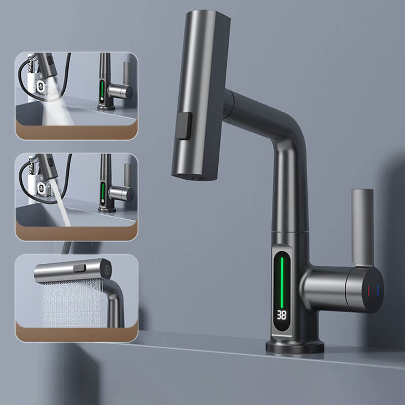 watermaster flexible led faucet 360 swivel pull out hose 5 spray optio