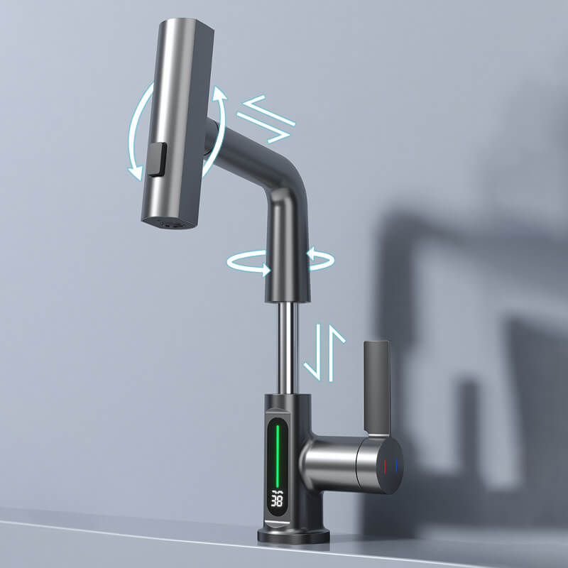 watermaster flexible led faucet 360 swivel pull out hose 5 spray optio