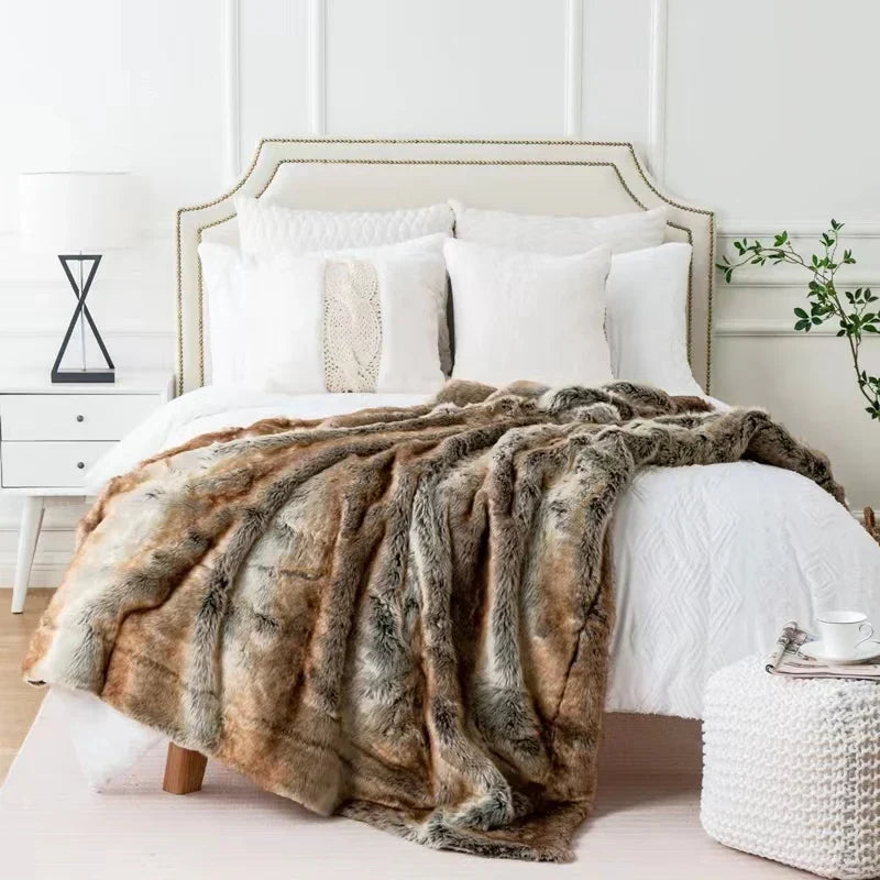 luxurious mink faux fur throw blanket soft cozy elegant