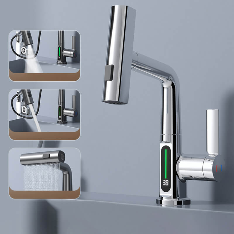 watermaster flexible led faucet 360 swivel pull out hose 5 spray optio