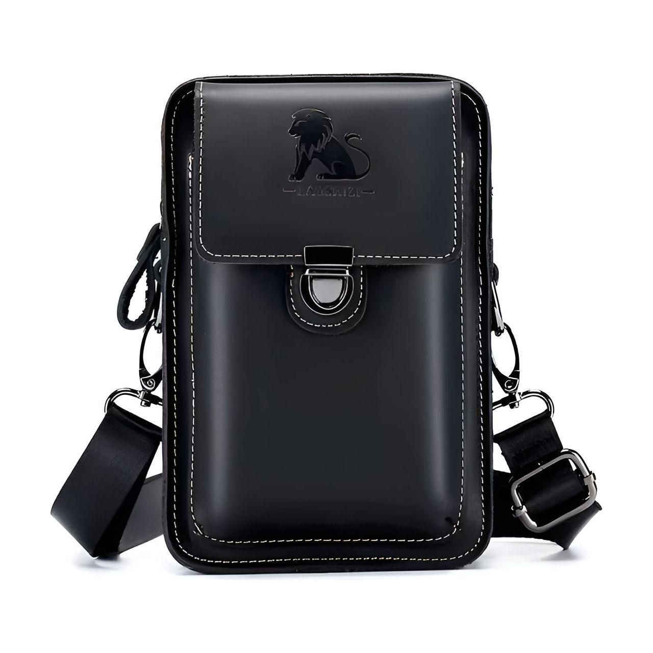 vidal functional leather waist bag men adjustable strap multi pocket