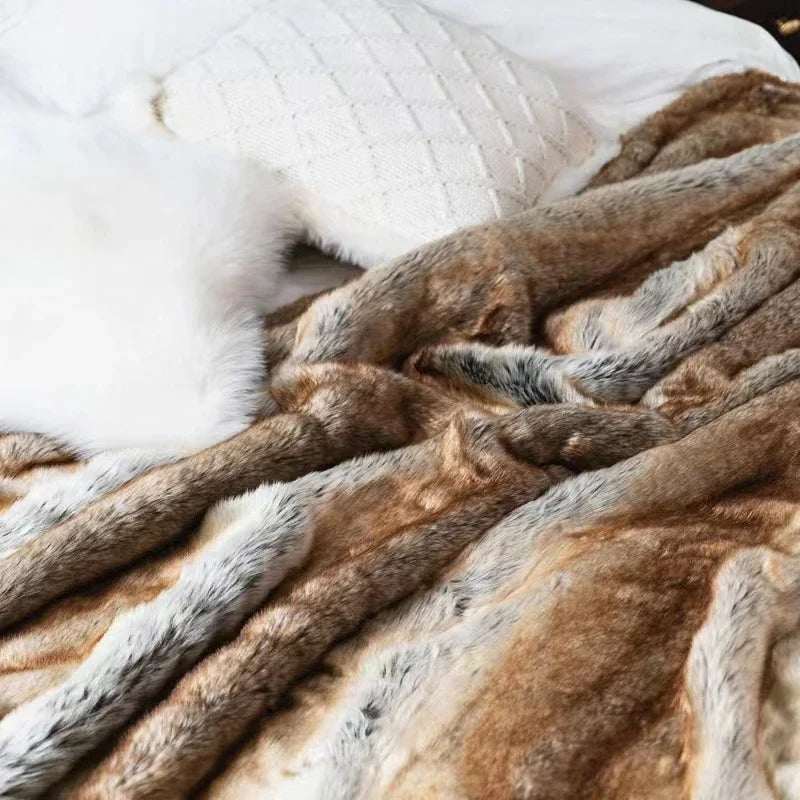 luxurious mink faux fur throw blanket soft cozy elegant