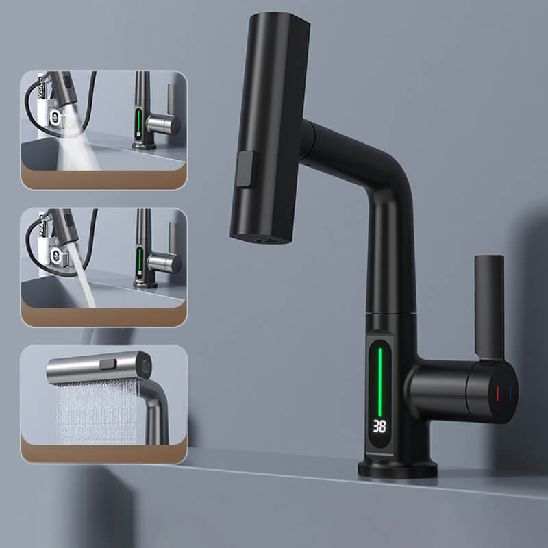 watermaster flexible led faucet 360 swivel pull out hose 5 spray optio