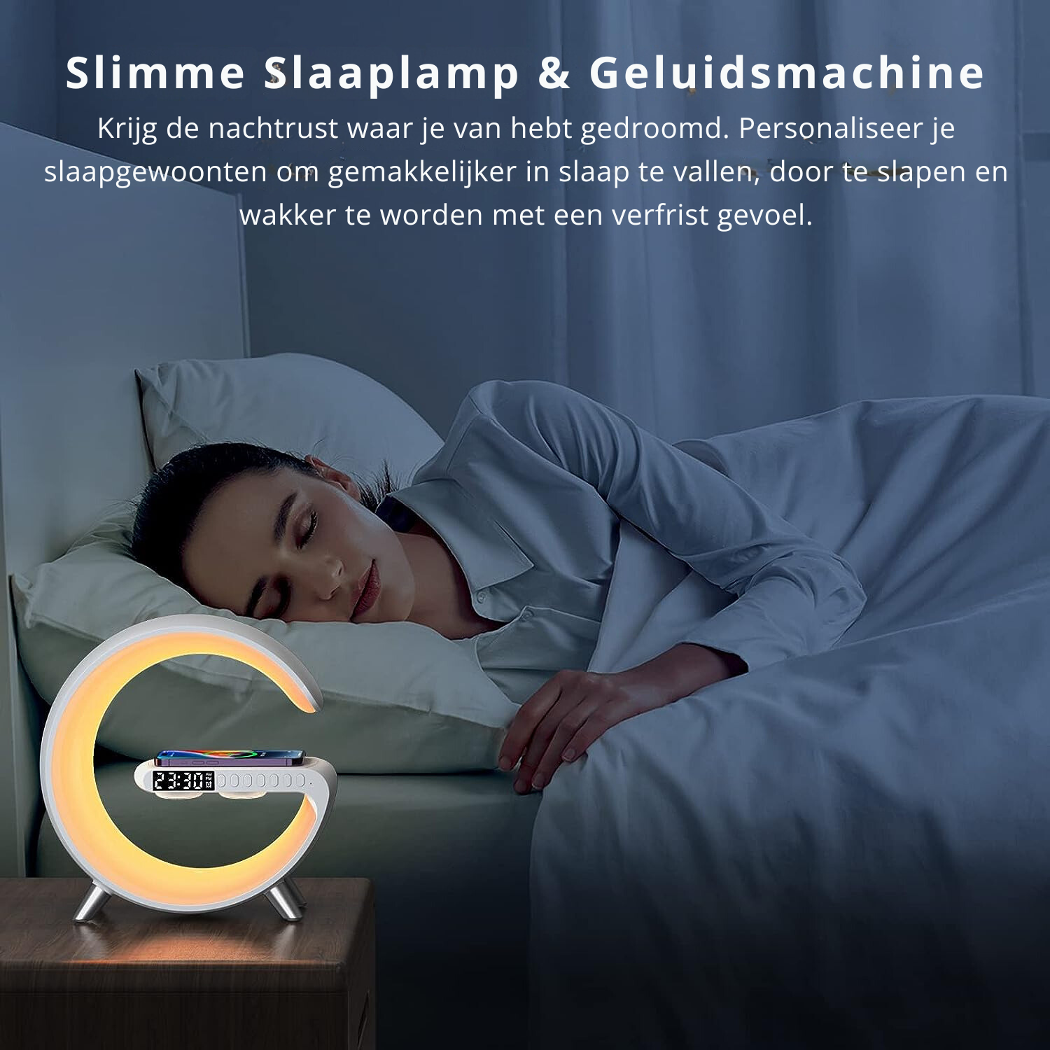 4 in 1 smart alarm clock mood light bluetooth speaker wireless charger