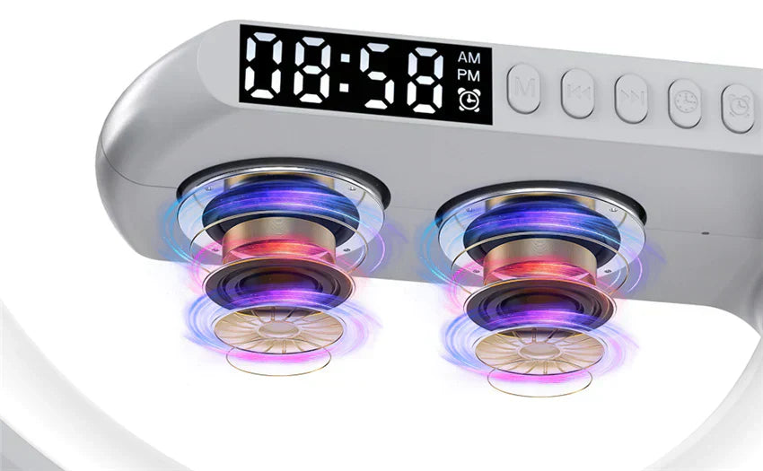 4 in 1 smart alarm clock mood light bluetooth speaker wireless charger