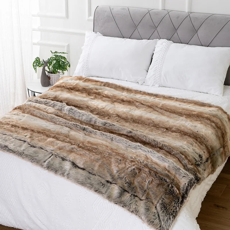luxurious mink faux fur throw blanket soft cozy elegant