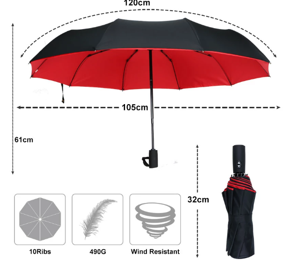 windproof storm umbrella durable compact lightweight