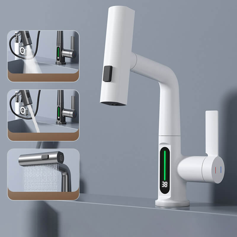 watermaster flexible led faucet 360 swivel pull out hose 5 spray optio