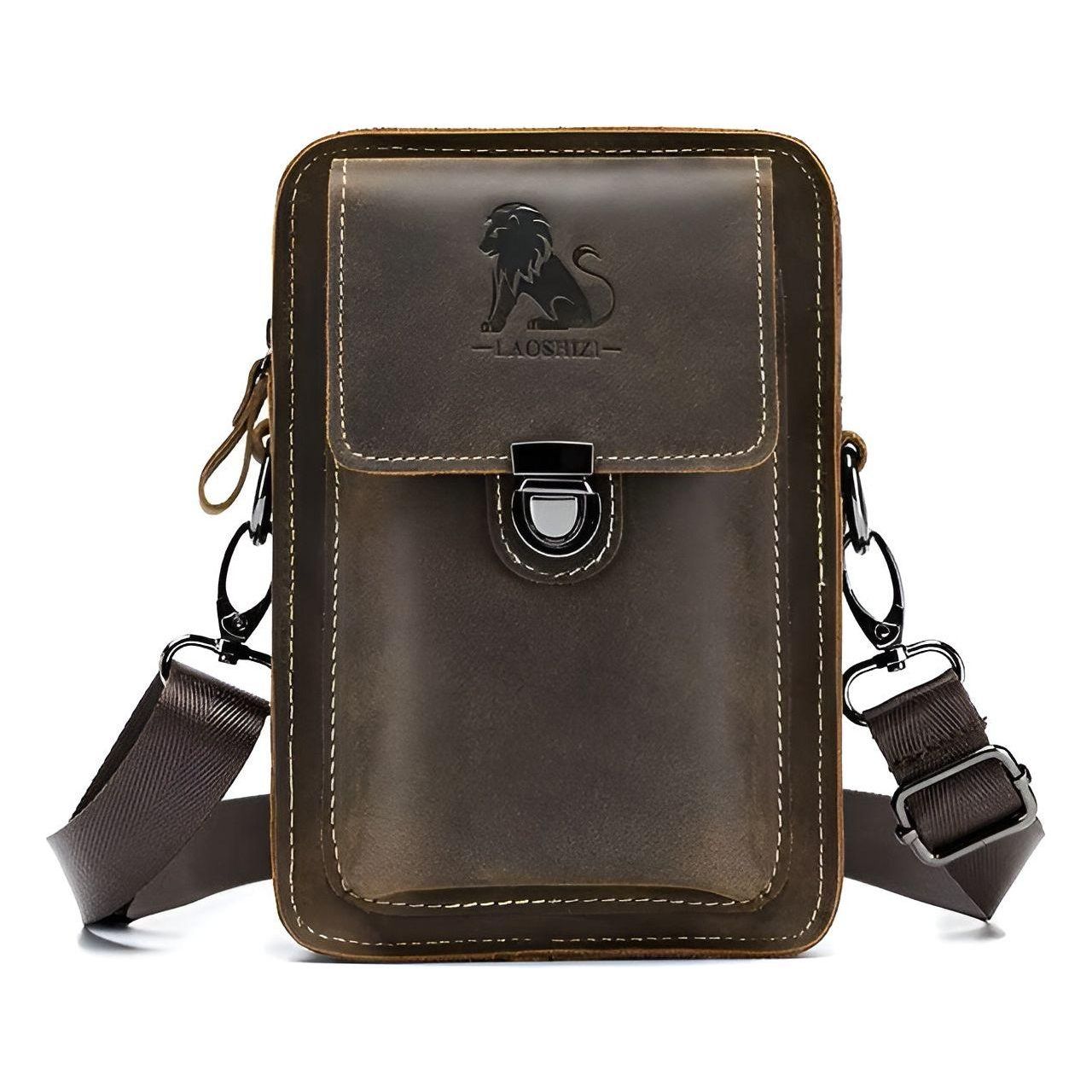 vidal functional leather waist bag men adjustable strap multi pocket
