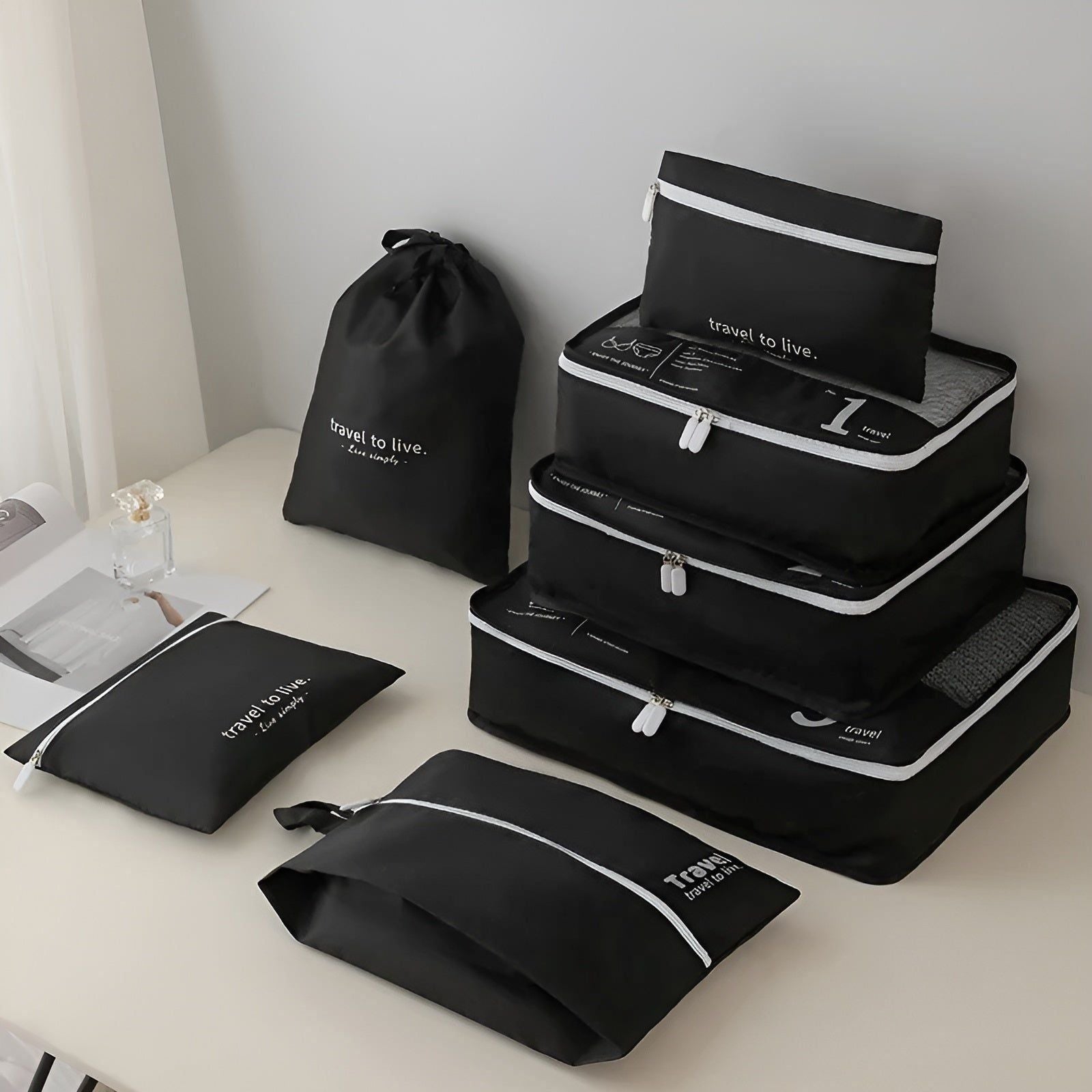 7 piece lightweight travel packing cube set for luggage