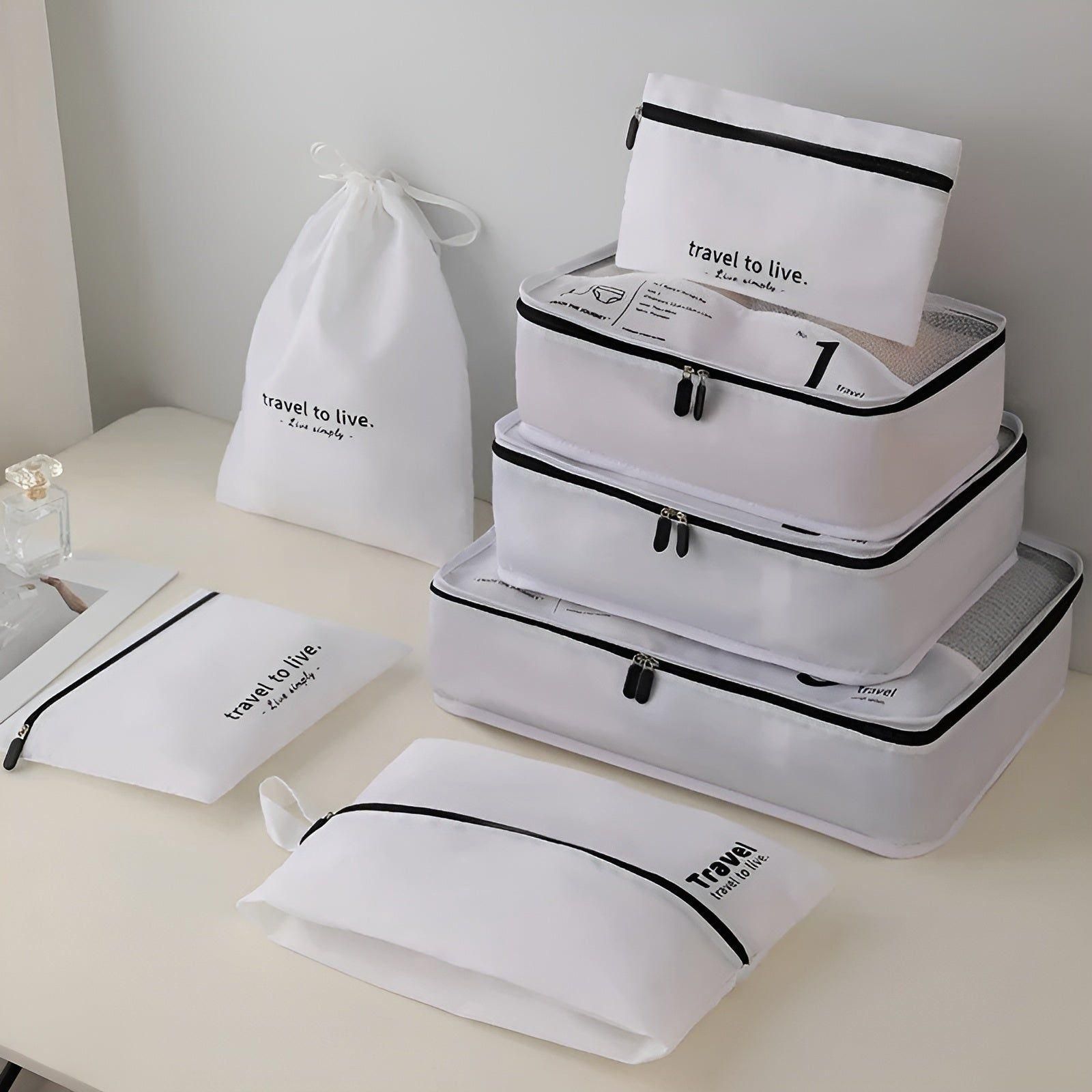 7 piece lightweight travel packing cube set for luggage