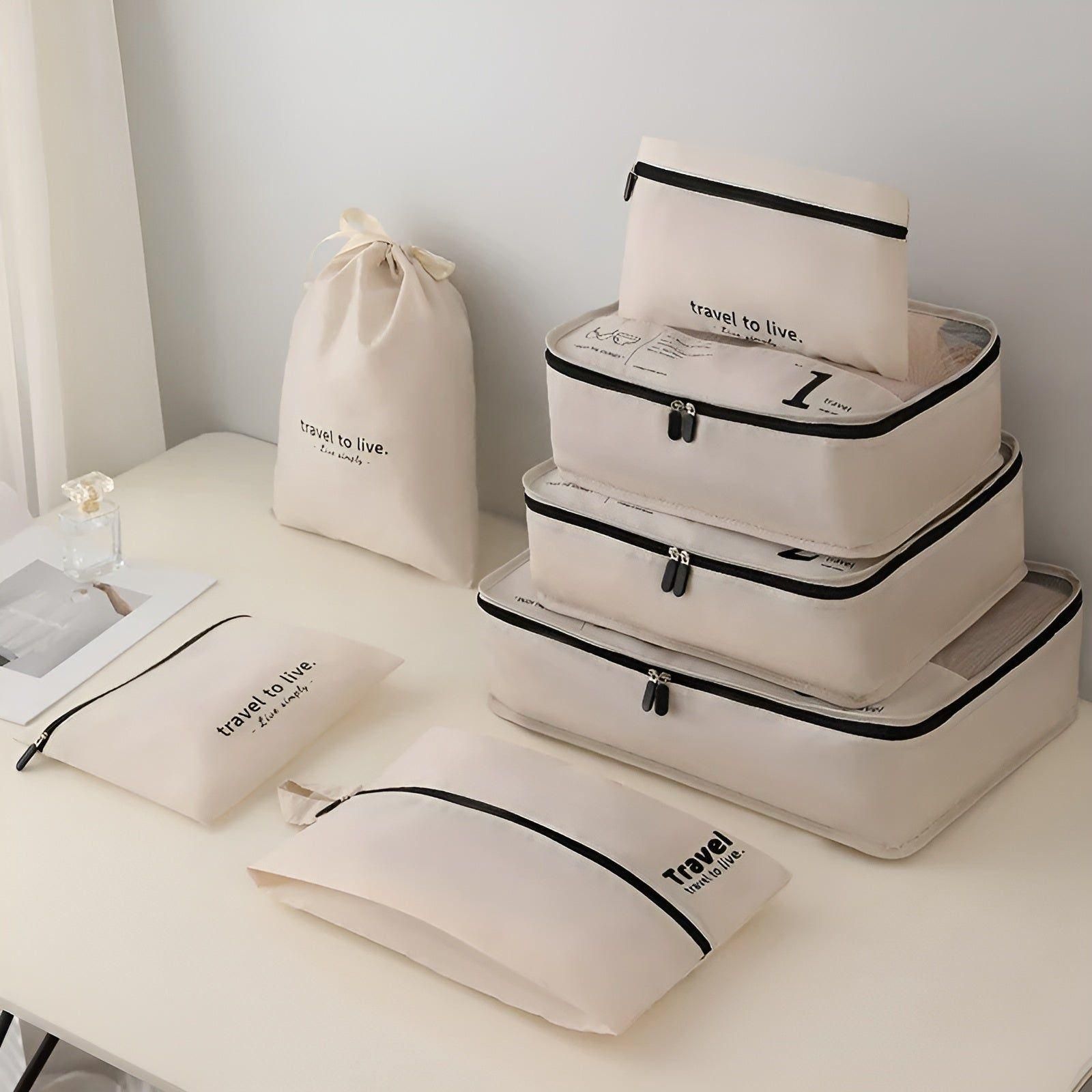 7 piece lightweight travel packing cube set for luggage