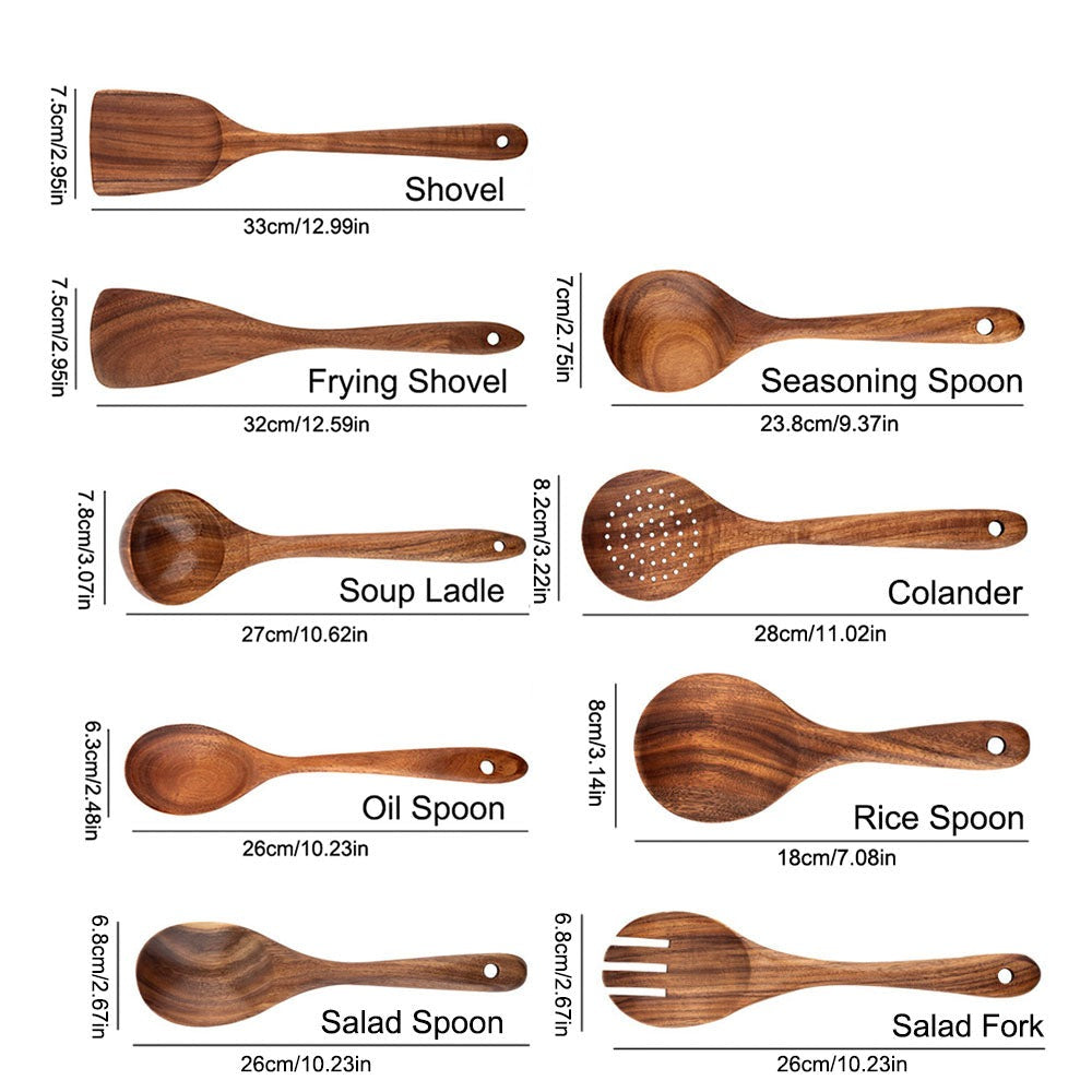 natural wood tableware kitchen tool set