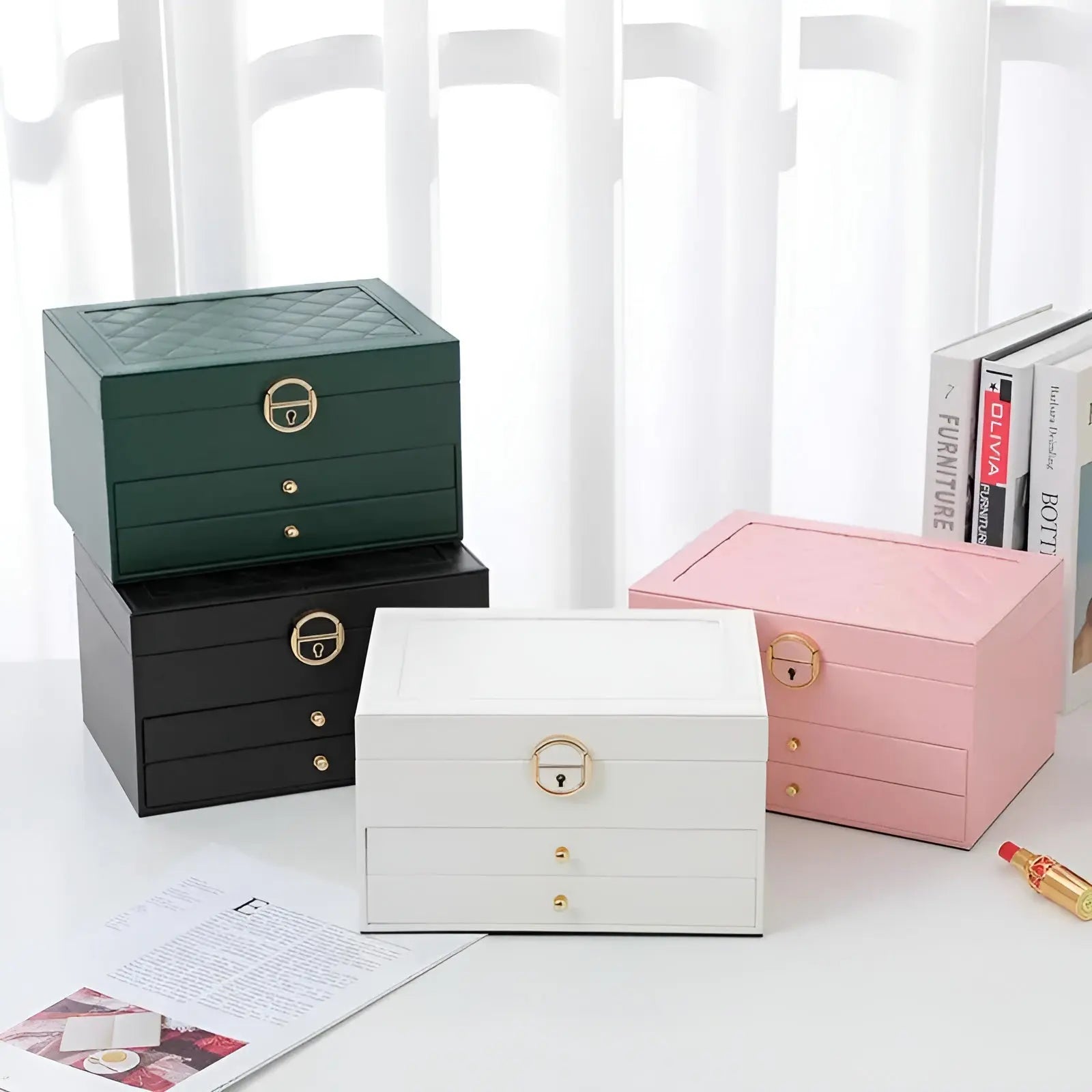 elegance box luxury multi layer jewelry organizer premium leather