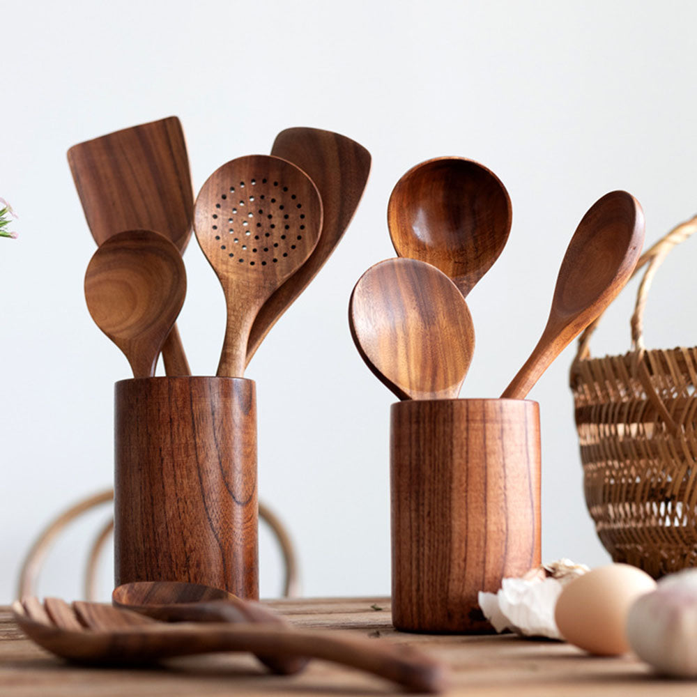 natural wood tableware kitchen tool set