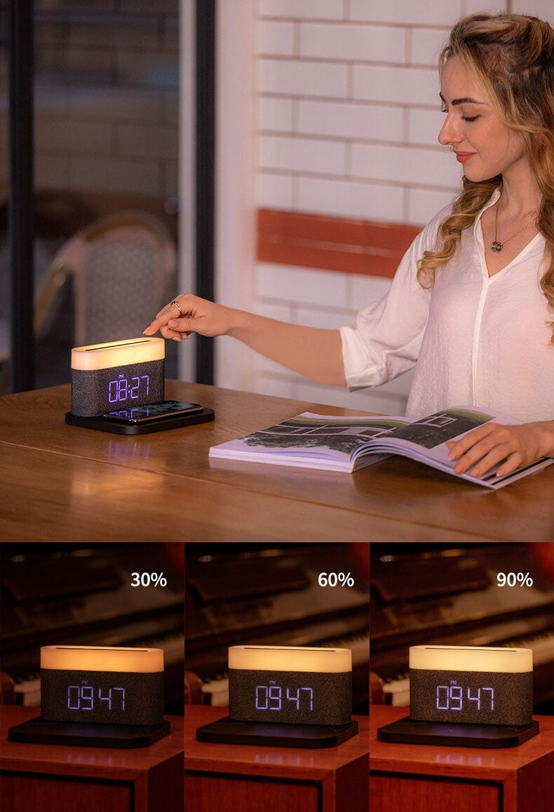 3 in 1 wireless charger lamp alarm clock fast charging dock