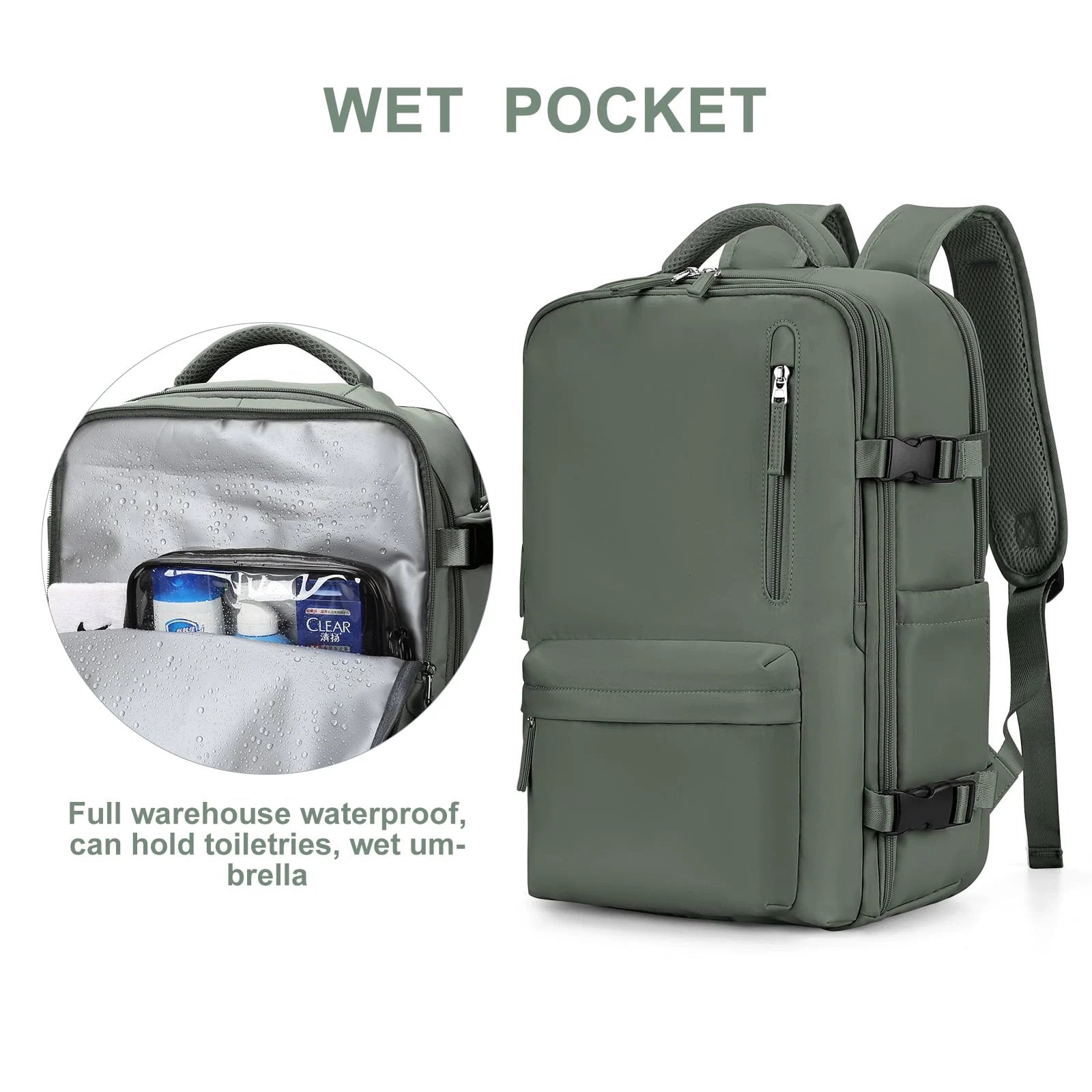womens large waterproof travel backpack hiking rucksack usb charging