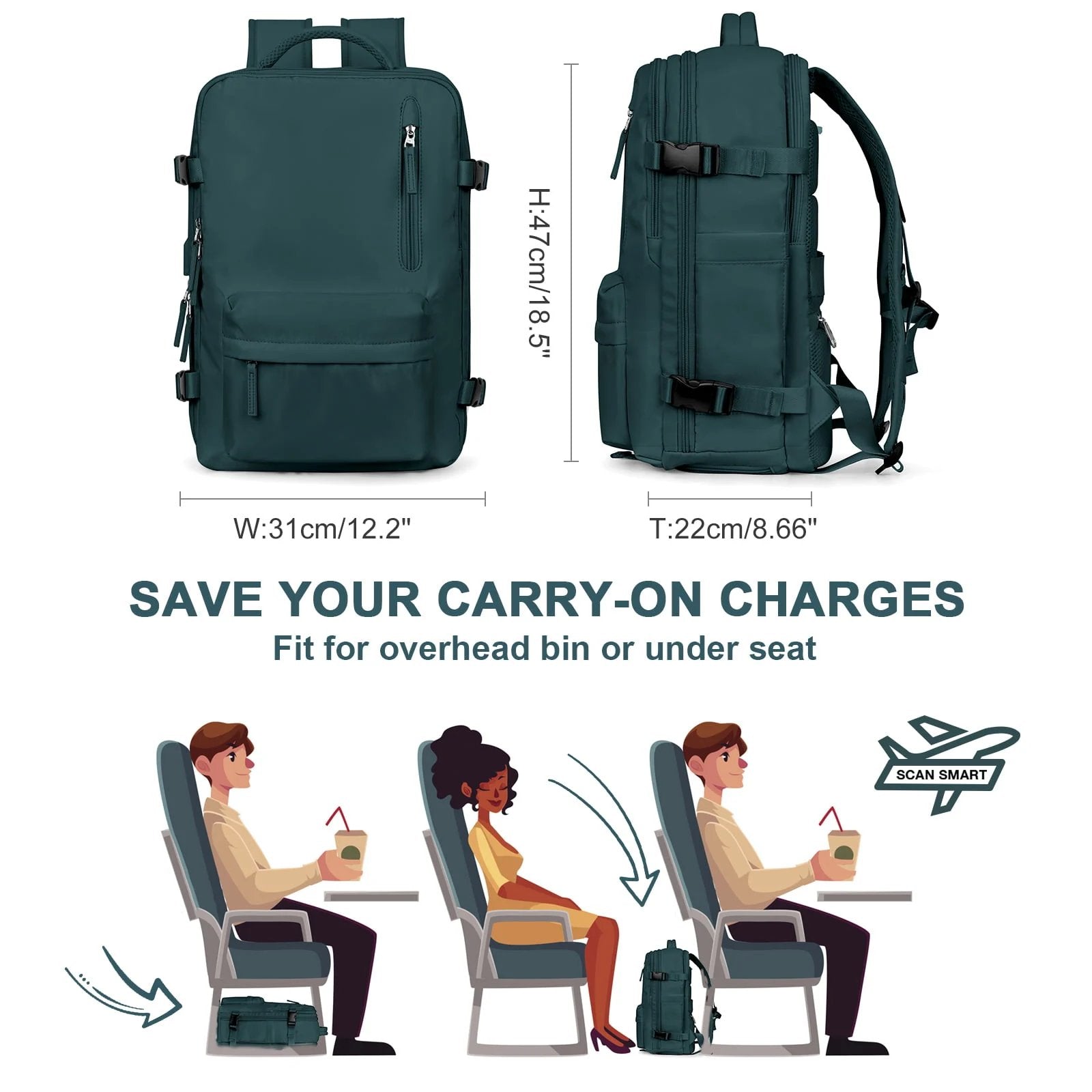 womens large waterproof travel backpack hiking rucksack usb charging