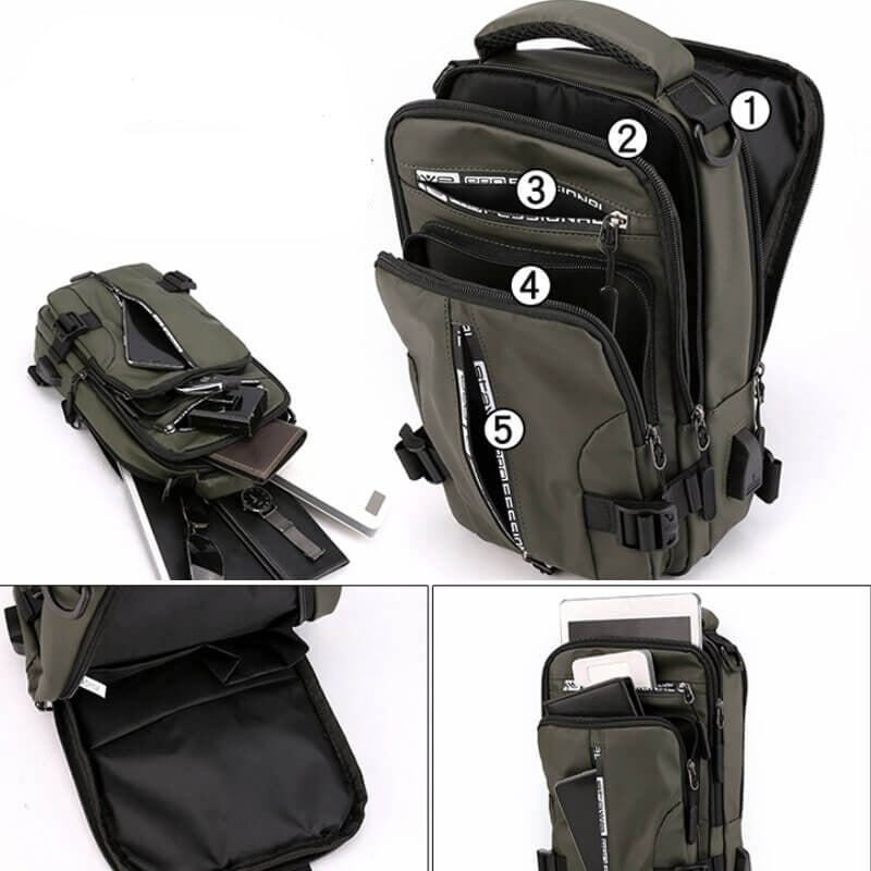 waterproof oxford crossbody bag anti theft usb charging multi pocket