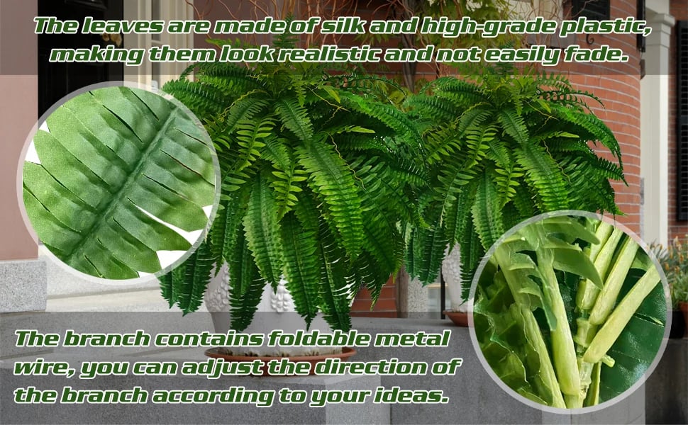 uv resistant lifelike artificial boston fern outdoor decor