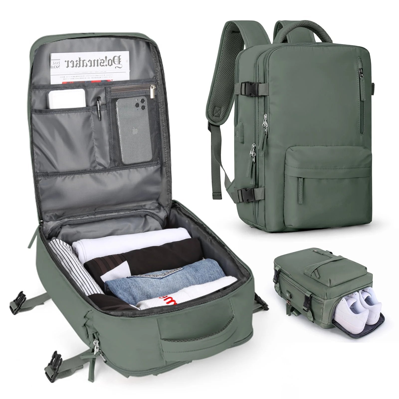 womens large waterproof travel backpack hiking rucksack usb charging