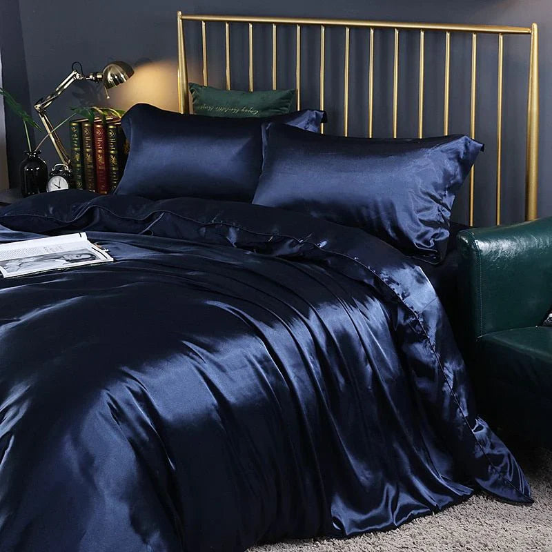luxury silk satin bed linen set 4 pieces duvet cover pillowcases sheet