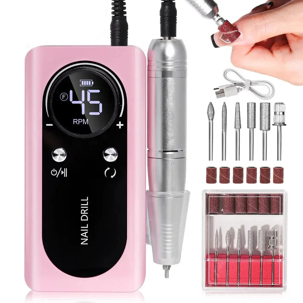 pro nail 45000rpm portable rechargeable electric file manicure