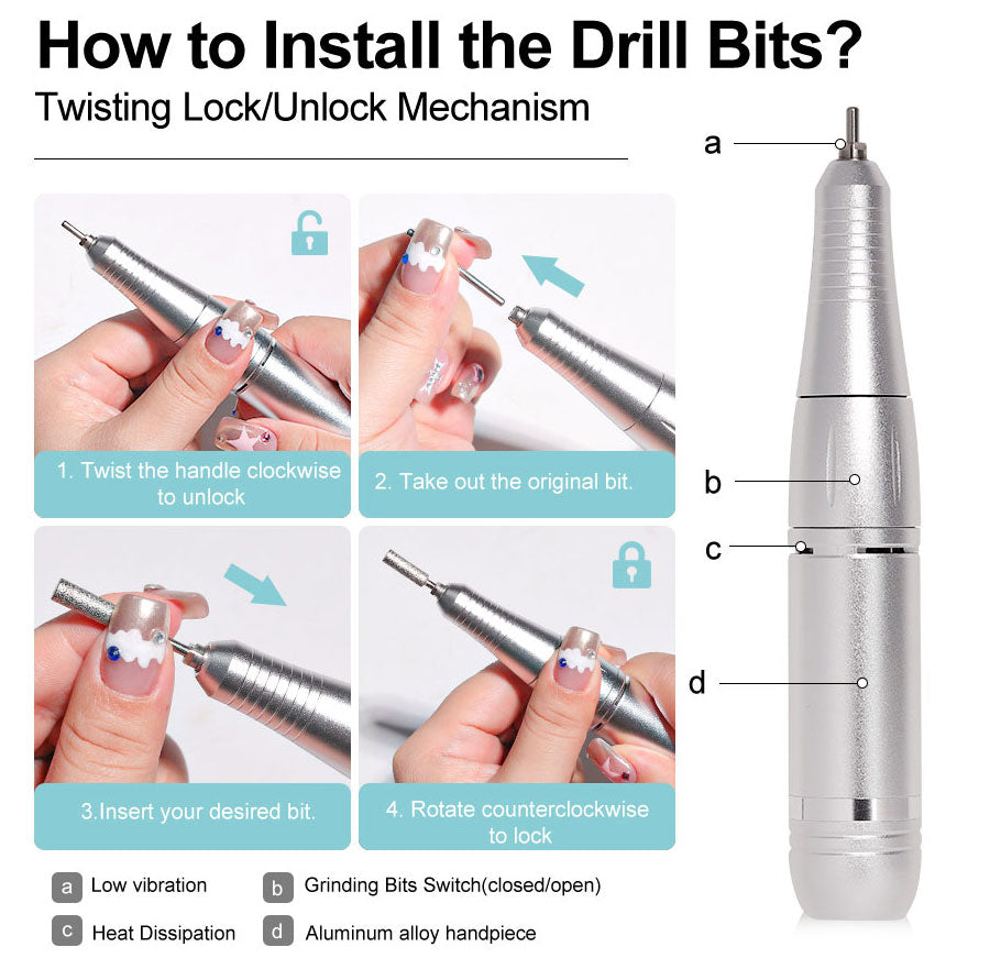 pro nail 45000rpm portable rechargeable electric file manicure