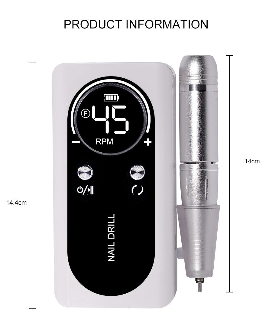 pro nail 45000rpm portable rechargeable electric file manicure