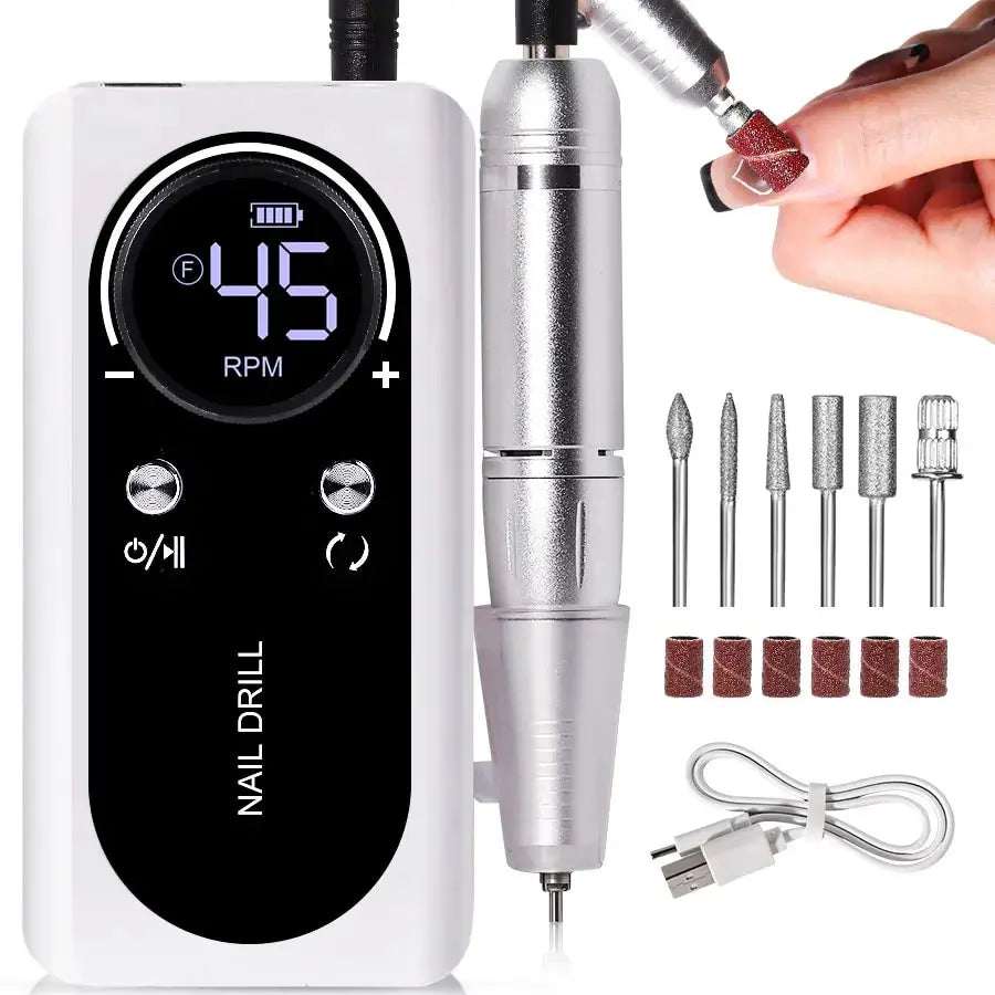 pro nail 45000rpm portable rechargeable electric file manicure