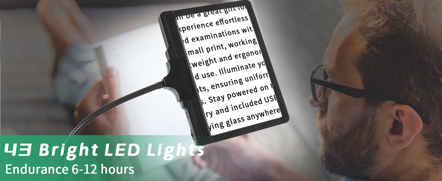 full page magnifying glass led light hands free reading aid