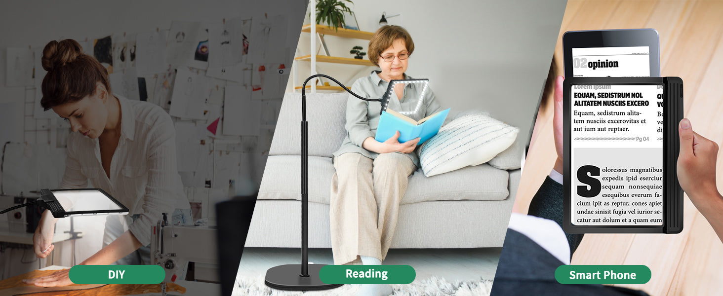 full page magnifying glass led light hands free reading aid
