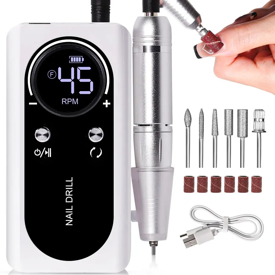 pro nail 45000rpm portable rechargeable electric file manicure