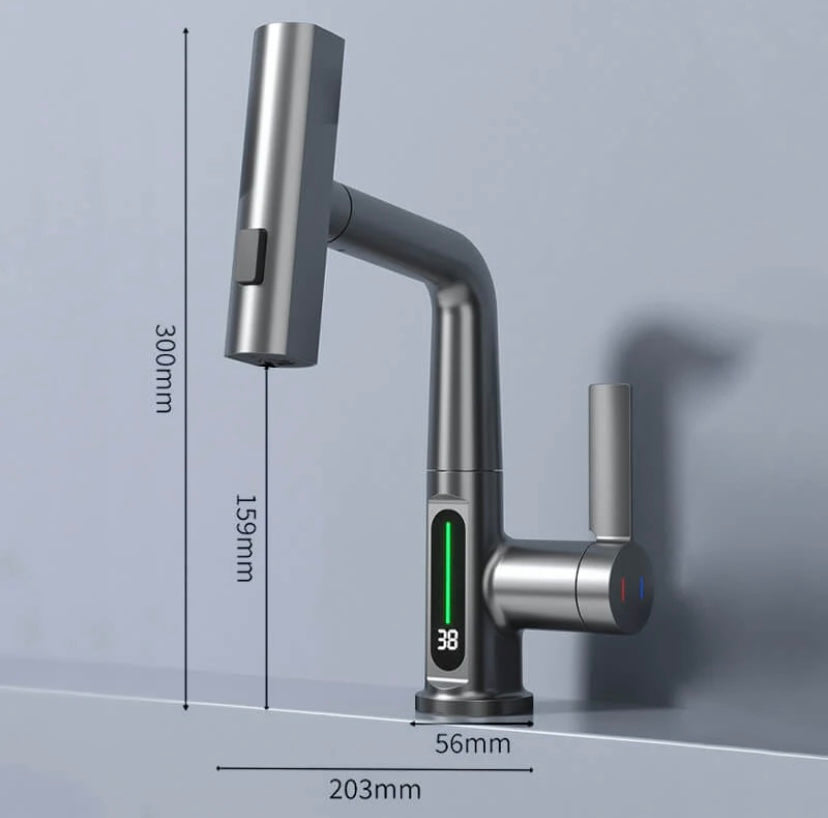 watermaster flexible led faucet 360 swivel pull out hose 5 spray optio
