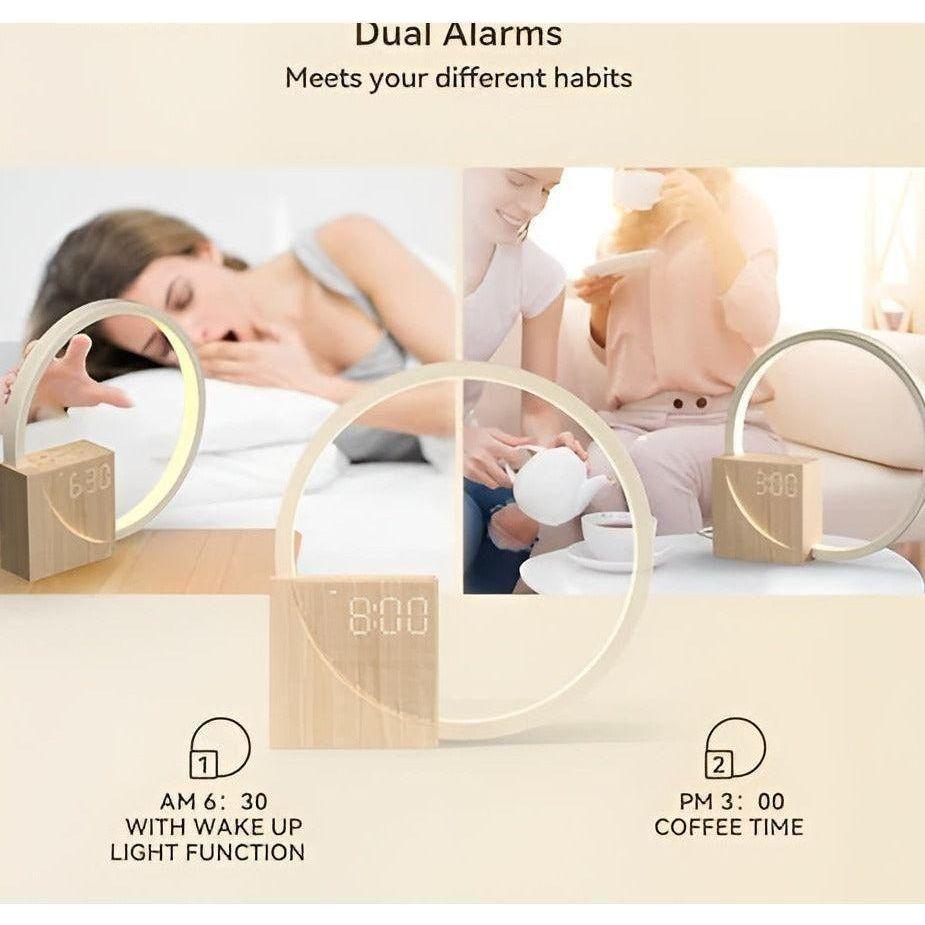 smart snooze sunrise alarm clock touch lamp soothing sounds