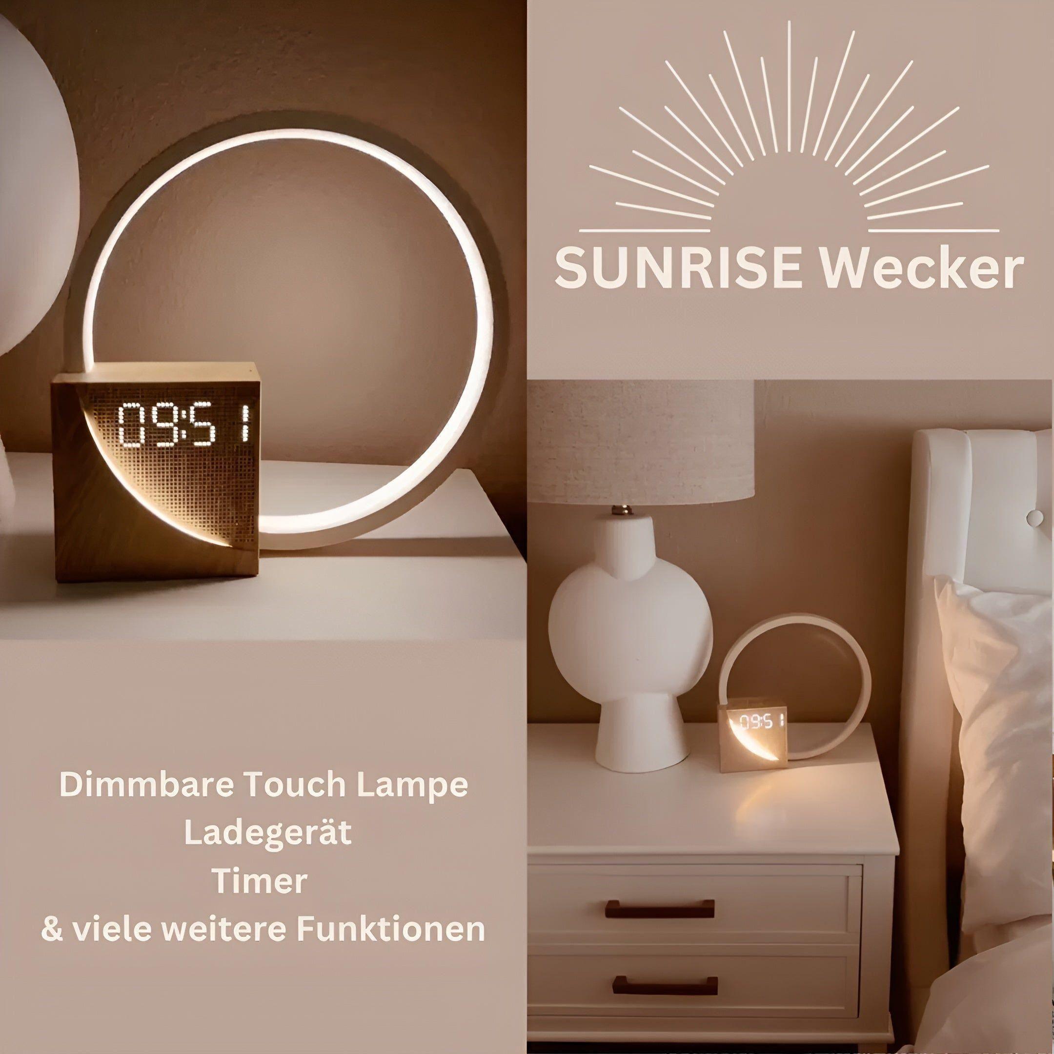smart snooze sunrise alarm clock touch lamp soothing sounds