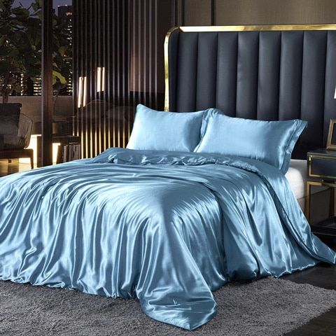 luxury silk satin bed linen set 4 pieces duvet cover pillowcases sheet