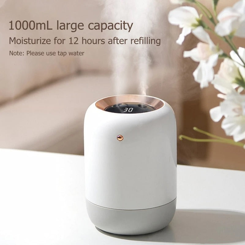 HydraPur UV Air Humidifier: A compact, portable device offering silent operation, UV sterilization, and cool mist humidification for clean, healthy air.