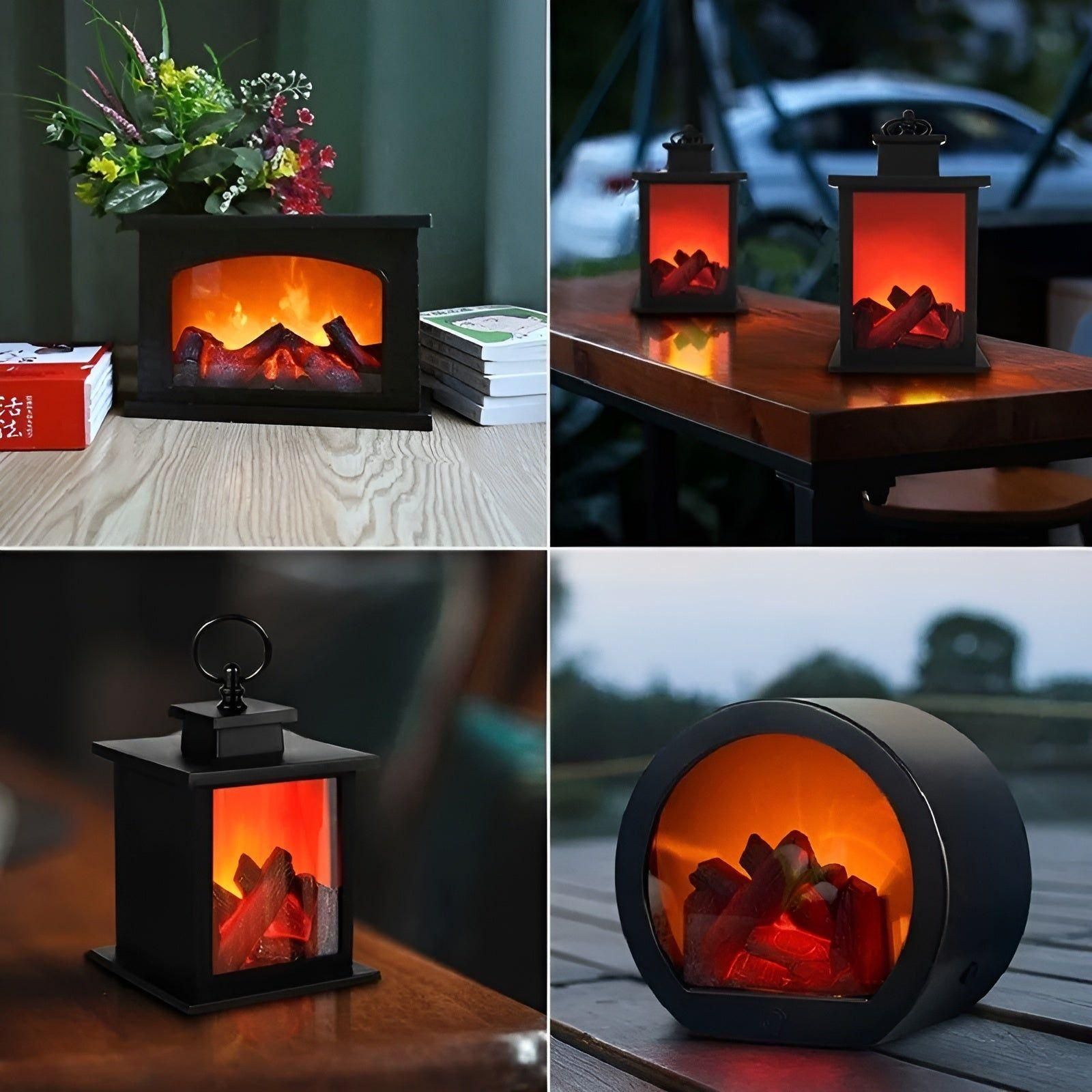 radiant flame led lantern realistic table lamp ambient lighting