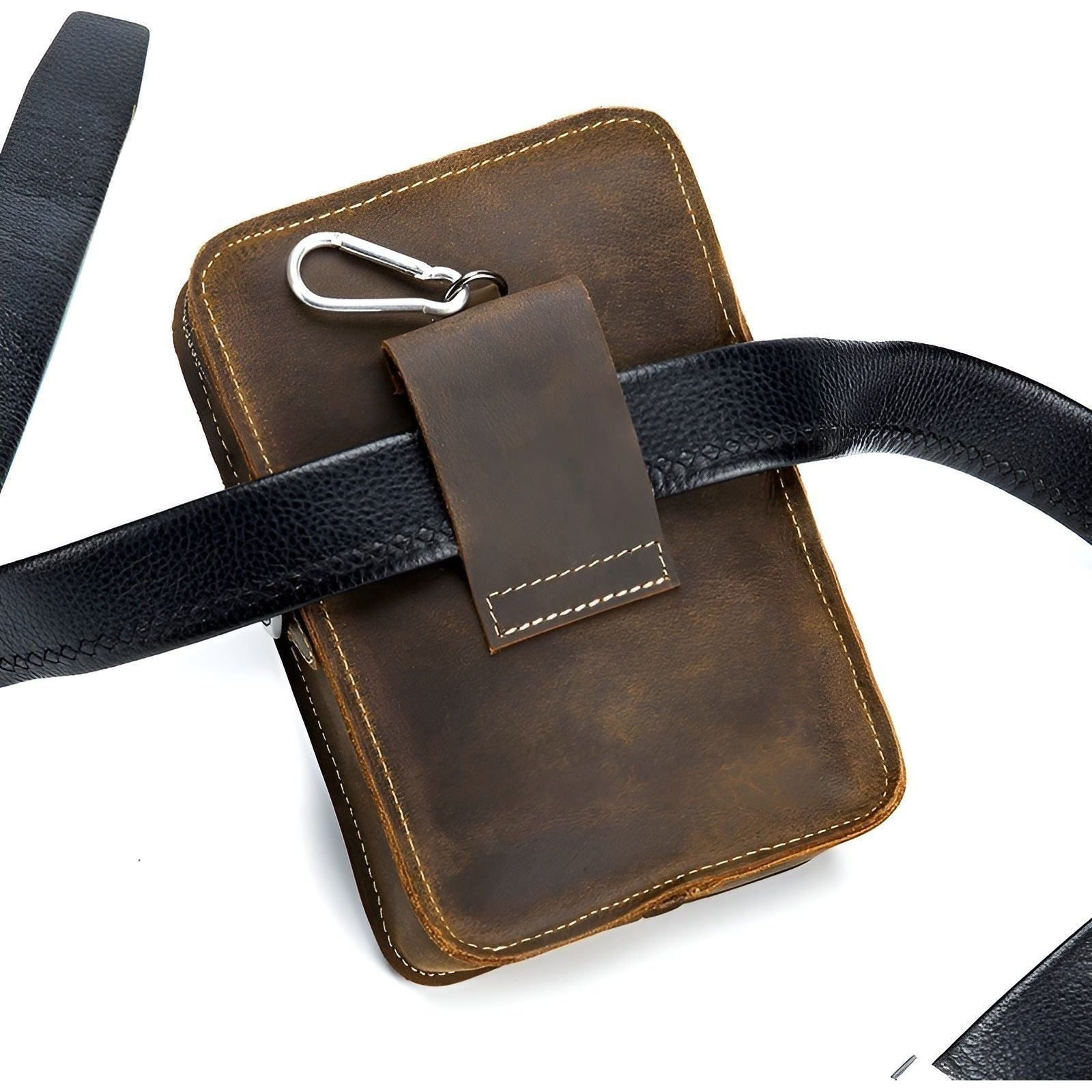 vidal functional leather waist bag men adjustable strap multi pocket
