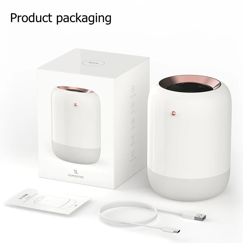 HydraPur UV Air Humidifier: A compact, portable device offering silent operation, UV sterilization, and cool mist humidification for clean, healthy air.